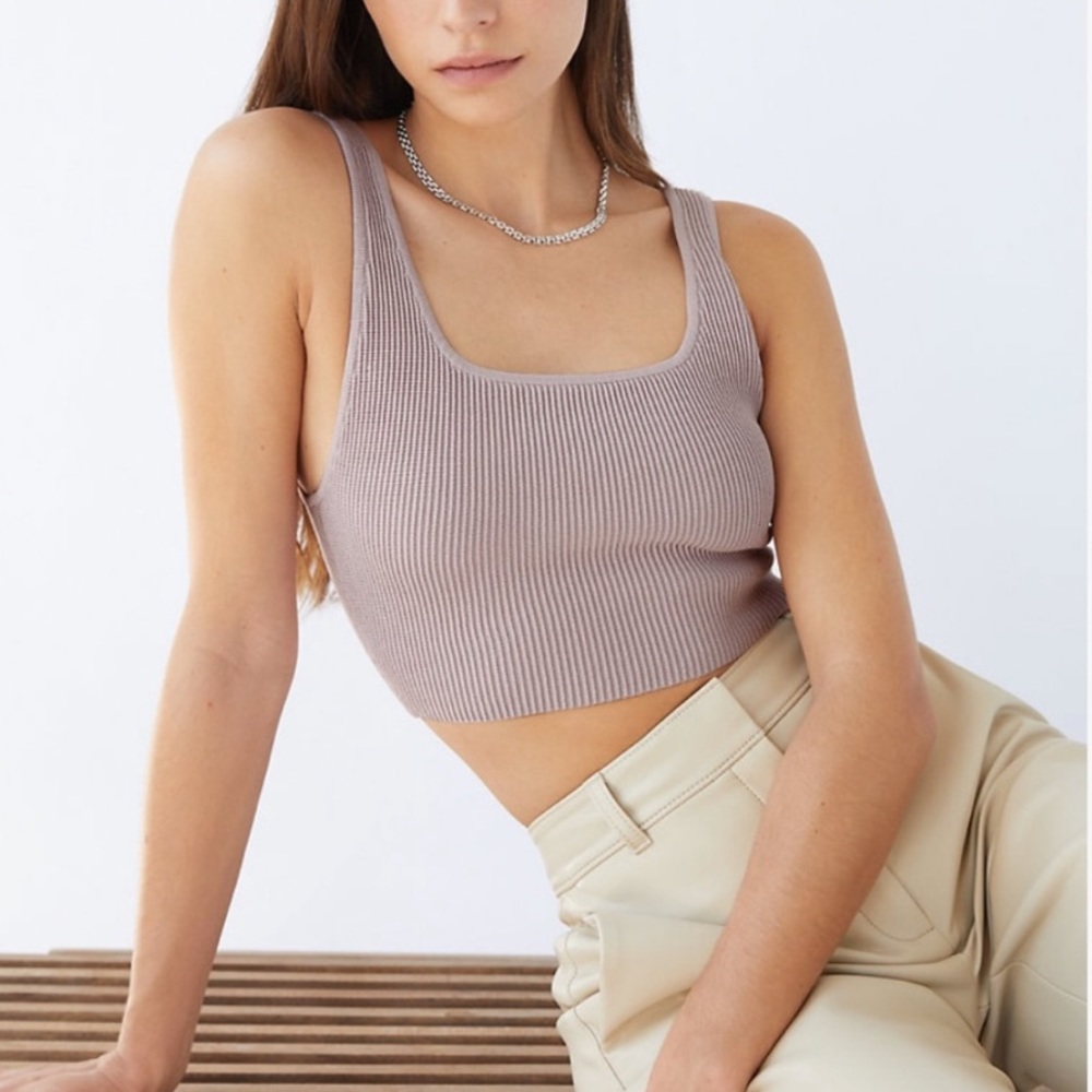 Babaton Sculpt Knit Squareneck Crop Top in Women’s (S)